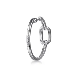 Discount Gabriel & Co. 30mm 925 Sterling Silver White Sapphire Link Chain Hoop Earrings