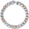 Hot Gabriel & Co. 8mm 925 Sterling Silver with 14K Rose Gold Men's Solid Diamond Cuban Link Chain Bracelet