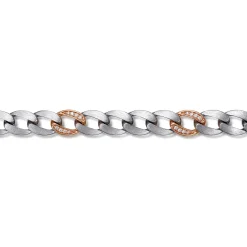 Hot Gabriel & Co. 8mm 925 Sterling Silver with 14K Rose Gold Men's Solid Diamond Cuban Link Chain Bracelet