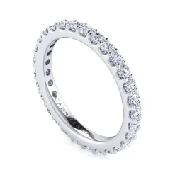 Sale Gabriel & Co. Montreal - 14K White Gold French Pave Set Diamond Eternity Band - 1 ct