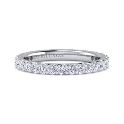 Sale Gabriel & Co. Montreal - 14K White Gold French Pave Set Diamond Eternity Band - 1 ct