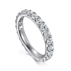 Hot Gabriel & Co. Montreal - 14K White Gold French Pave Set Diamond Eternity Band - 1.47 ct