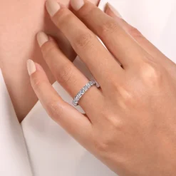 Sale Gabriel & Co. Montreal - 14K White Gold Shared Prong Diamond Wedding Band - 1.5 ct