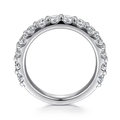 Sale Gabriel & Co. Montreal - 14K White Gold Shared Prong Diamond Wedding Band - 1.5 ct