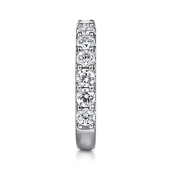Sale Gabriel & Co. Montreal - 14K White Gold Shared Prong Diamond Wedding Band - 1.5 ct
