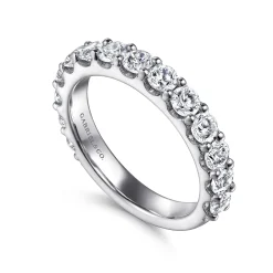 Sale Gabriel & Co. Montreal - 14K White Gold Shared Prong Diamond Wedding Band - 1.5 ct