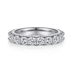 Sale Gabriel & Co. Montreal - 14K White Gold Shared Prong Diamond Wedding Band - 1.5 ct