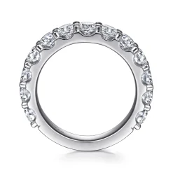 Clearance Gabriel & Co. Montreal - 14K White Gold Shared Prong Diamond Wedding Band - 2.05 ct