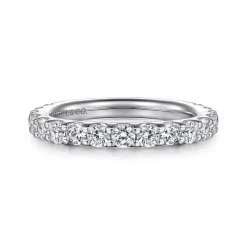 Hot Gabriel & Co. Montreal - 14K White Gold Shared Prong Diamond Wedding Band - 1 ct