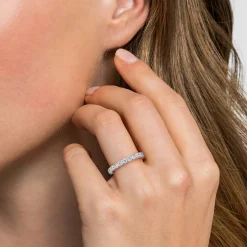 Hot Gabriel & Co. Montreal - 14K White Gold Shared Prong Diamond Wedding Band - 1 ct