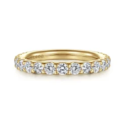 Outlet Gabriel & Co. Montreal - 14K Yellow Gold Shared Prong Diamond Wedding Band - 1 ct