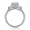 Hot Gabriel & Co. Monty - 14K White Gold Round Three Stone Lotus Diamond Engagement Ring