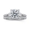 Sale Gabriel & Co. Monty - 14K White Gold Round Three Stone Lotus Diamond Engagement Ring