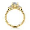 Hot Gabriel & Co. Monty - 14K Yellow Gold Marquise Shape Three Stone Lotus Diamond Engagement Ring