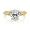Sale Gabriel & Co. Monty - 14K Yellow Gold Oval Three Stone Lotus Diamond Engagement Ring