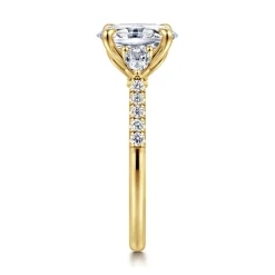 Sale Gabriel & Co. Monty - 14K Yellow Gold Oval Three Stone Lotus Diamond Engagement Ring