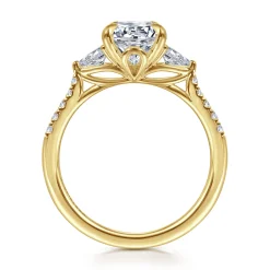 Discount Gabriel & Co. Monty - 14K Yellow Gold Round Three Stone Lotus Diamond Engagement Ring