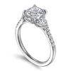 Outlet Gabriel & Co. Moon - 14K White Gold Cushion Cut Three Stone Lotus Diamond Engagement Ring