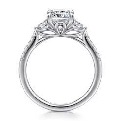 Outlet Gabriel & Co. Moon - 14K White Gold Cushion Cut Three Stone Lotus Diamond Engagement Ring