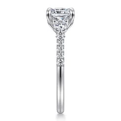 Outlet Gabriel & Co. Moon - 14K White Gold Cushion Cut Three Stone Lotus Diamond Engagement Ring