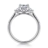 Discount Gabriel & Co. Moon - 14K White Gold Emerald Cut Three Stone Lotus Diamond Engagement Ring