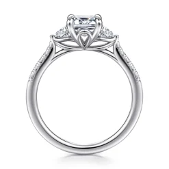 Discount Gabriel & Co. Moon - 14K White Gold Emerald Cut Three Stone Lotus Diamond Engagement Ring