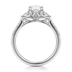 Discount Gabriel & Co. Moon - 14K White Gold Oval Three Stone Lotus Diamond Engagement Ring
