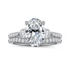 Best Gabriel & Co. Moon - 14K White Gold Oval Three Stone Lotus Diamond Engagement Ring