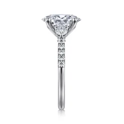 Best Gabriel & Co. Moon - 14K White Gold Oval Three Stone Lotus Diamond Engagement Ring