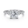 Discount Gabriel & Co. Moon - 14K White Gold Princess Cut Three Stone Lotus Diamond Engagement Ring