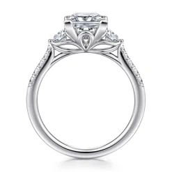 Discount Gabriel & Co. Moon - 14K White Gold Princess Cut Three Stone Lotus Diamond Engagement Ring