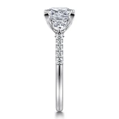 Discount Gabriel & Co. Moon - 14K White Gold Princess Cut Three Stone Lotus Diamond Engagement Ring