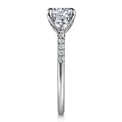 Outlet Gabriel & Co. Moon - 14K White Gold Round Three Stone Lotus Diamond Engagement Ring