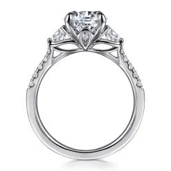 Outlet Gabriel & Co. Moon - 14K White Gold Round Three Stone Lotus Diamond Engagement Ring