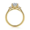 Clearance Gabriel & Co. Moon - 14K Yellow Gold Oval Three Stone Lotus Diamond Engagement Ring