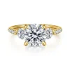 Discount Gabriel & Co. Moon - 14K Yellow Gold Round Three Stone Lotus Diamond Engagement Ring