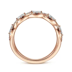 Sale Gabriel & Co. Moorea - 14K Rose Gold Round and Marquise Halo Station Diamond Anniversary Band - 0.5 ct