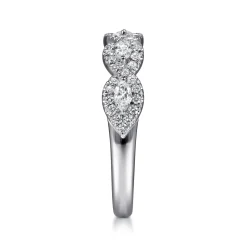 Gabriel & Co. Moorea - 14K White Gold Round and Marquise Halo Station Diamond Anniversary Band - 0.5 ct