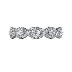 Gabriel & Co. Moorea - 14K White Gold Round and Marquise Halo Station Diamond Anniversary Band - 0.5 ct
