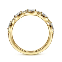Sale Gabriel & Co. Moorea - 14K Yellow Gold Round and Marquise Halo Station Diamond Anniversary Band - 0.5 ct