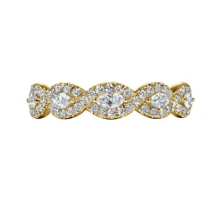 Sale Gabriel & Co. Moorea - 14K Yellow Gold Round and Marquise Halo Station Diamond Anniversary Band - 0.5 ct