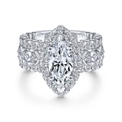 Outlet Gabriel & Co. Moore - 14K White Gold Marquise Halo Diamond Engagement Ring