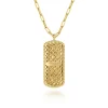Gabriel & Co. Mosaic - 14K White and Yellow Gold Bujukan Diamond Dog Tag Pendant Necklace with Blue and Dust Blue and White Enamel