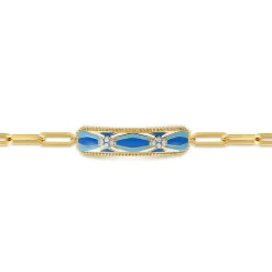 Online Gabriel & Co. Mosaic - 14K White and Yellow Gold Bujukan Diamond Bracelet with Blue and Dust Blue and White Enamel