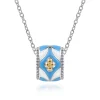 Sale Gabriel & Co. Mosaic - 14K Yellow Gold and 925 Sterling Silver Bujukan Clover Pendant Necklace with White and Dusk Blue Enamel