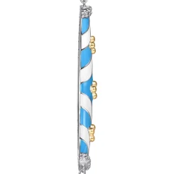 Gabriel & Co. Mosaic - 14K Yellow Gold and 925 Sterling Silver Bujukan Clover Bar Necklace with White and Dusk Blue Enamel