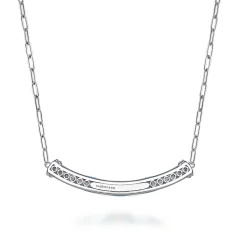 Gabriel & Co. Mosaic - 14K Yellow Gold and 925 Sterling Silver Bujukan Clover Bar Necklace with White and Dusk Blue Enamel