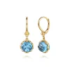 Clearance Gabriel & Co. Mosaic - 14K Yellow Gold Bujukan Blue Topaz Clover Drop Earrings with Dusk Blue Enamel