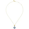 Gabriel & Co. Mosaic - 14K Yellow Gold Bujukan Blue Topaz Clover Pendant Drop Necklace with Blue Dusk Blue and White Enamel