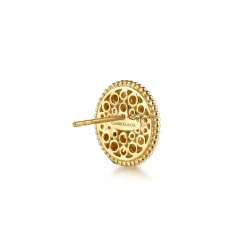 Hot Gabriel & Co. Mosaic - 14K Yellow Gold Bujukan Diamond Blue Sapphire and Blue Topaz Stud Earrings with Dusk Blue and Blue Enamel